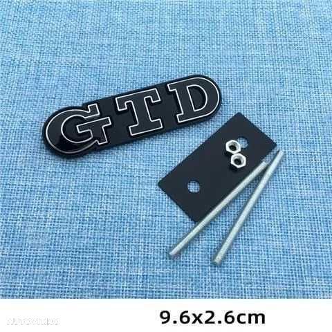 Emblema Metalica 3D cu Suport GTI GTD pentru Grila Fata VW Volkswagen - 5
