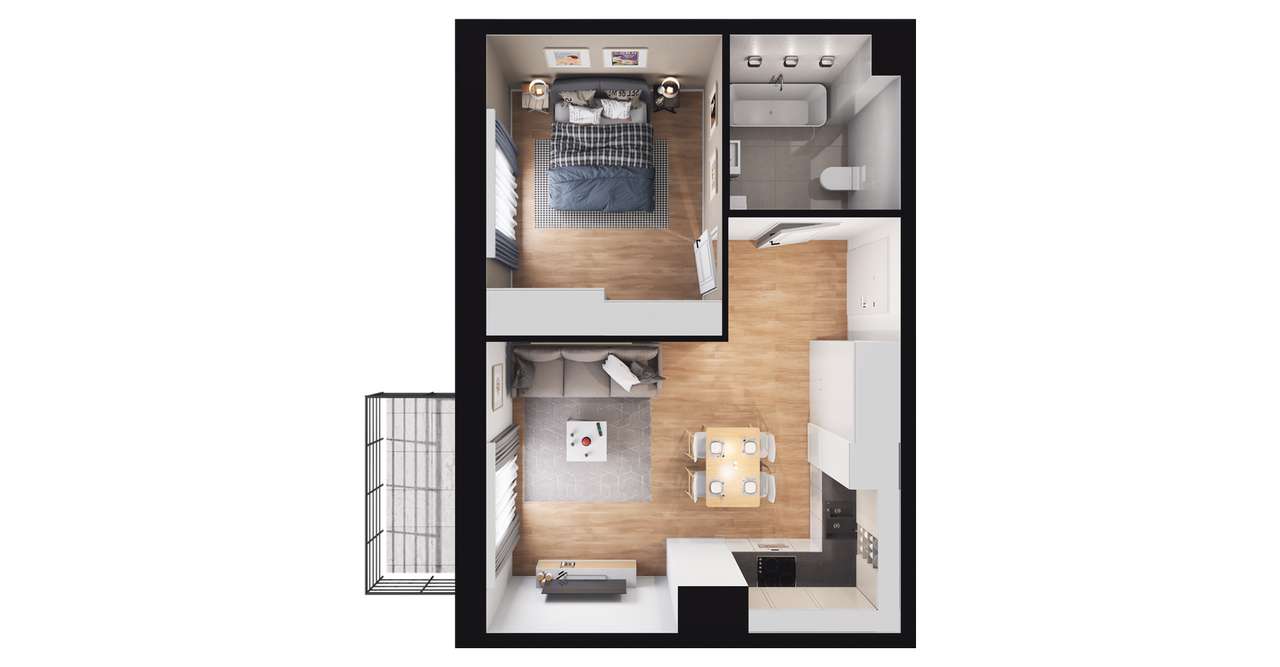 2-pokojowe mieszkanie 37m2 + balkon Bezpośrednio - Pełny obrazek: 2/12