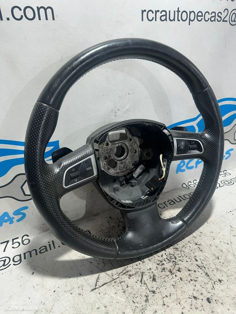 .Volante Pele Perfurada Original 3 Braços Patilhas Multifunções Audi 8T0419091B 2007 - 2016 - 4