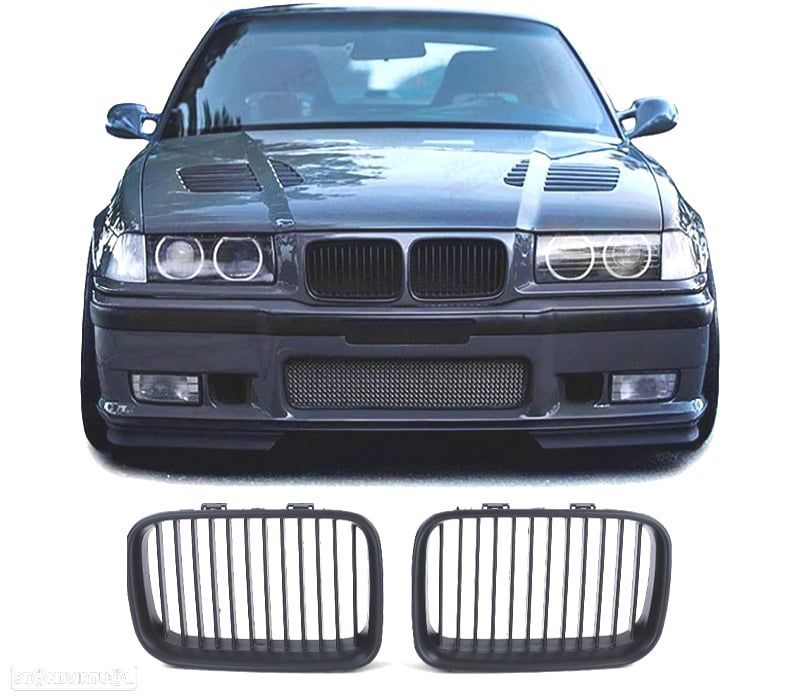 GRELHAS FRONTAIS BMW E36 91-96 LOOK M PRETO MATE - 1