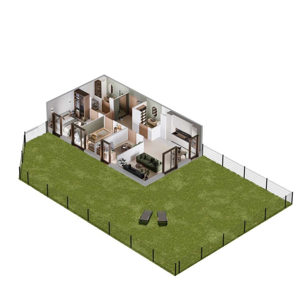 4 pokoje, 74,23 m², ogród 180 m², nowe, Harmony Garden