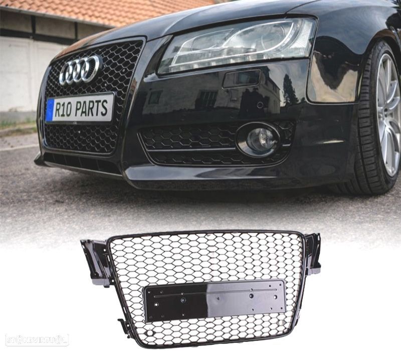 GRELHA FRONTAL AUDI A5 07-11 LOOK RS PRETO BRILHANTE - 1