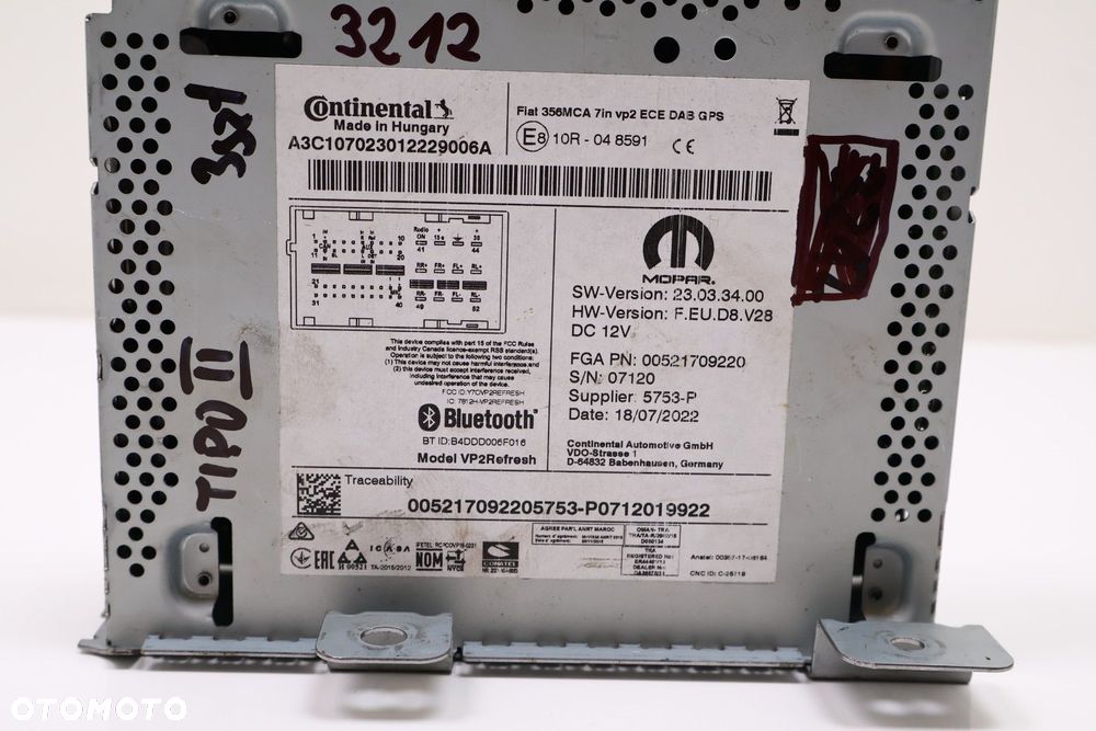 FIAT TIPO II RADIO '00521709220 - 6