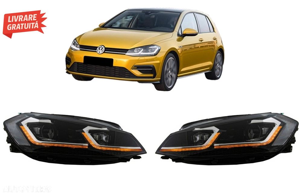 Faruri LED VW Golf 7.5 VII Facelift (2017-up) cu Semnal Dinamic- livrare gratuita - 18