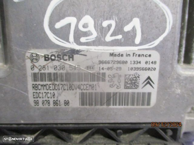 Centralina 9807886180 0281030545  9666729680   CITROEN C3 2014 1.4HDI 70CV 5P BRANCA BOSCH - 3
