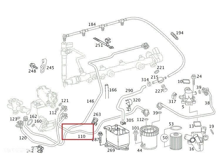 MERCEDES W202 Waz przewod paliwa OM611 - 2
