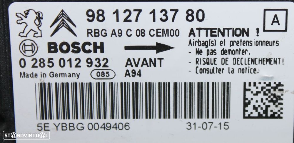 Centralina de Airbag Peugeot 2008 - 2