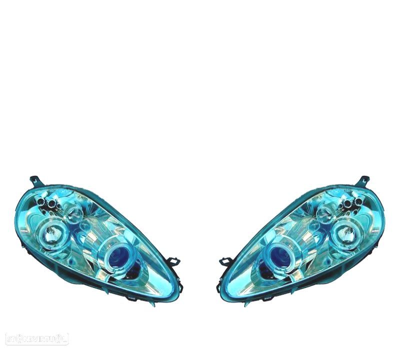 FARÓIS FIAT GRANDE PUNTO 05-08 ANGEL EYES FUNDO CROMADO - 1