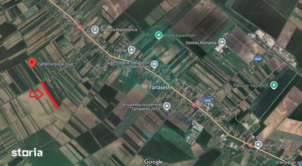 Teren 9923 mp Tărtășești, cu utilități și acces asfaltat - Imagine principală: 2/3