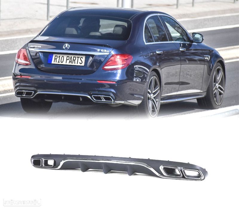 DIFUSOR MERCEDES CLASE E W213 SEDAN 16-20 LOOK AMG E63 + PONTEIRAS ESCAPE - 1