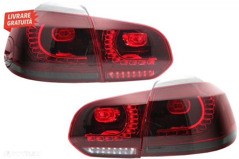 Stopuri Full LED VW Golf 6 VI (2008-2013) R20 Design Rosu Fumuriu- livrare gratuita - 9