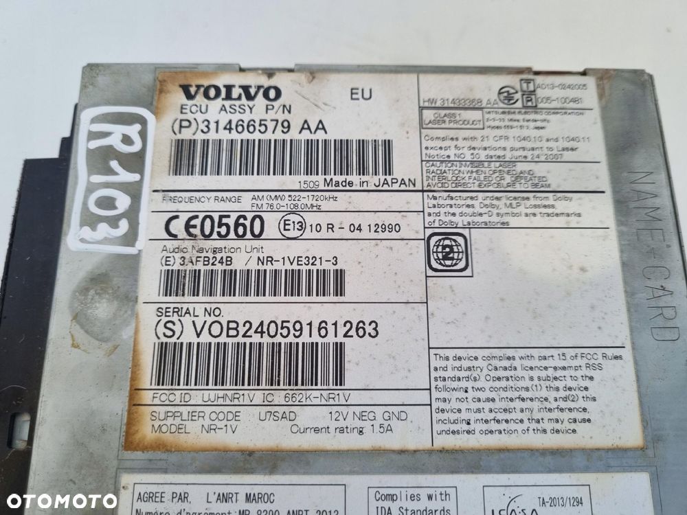 Volvo V40 II V60 S60 II CZYTNIK PŁYT CD radio nawigacja 31466579 31466579AA - 3
