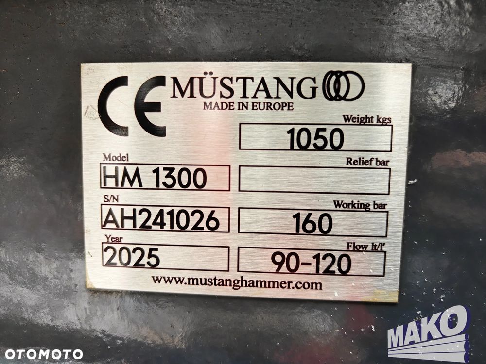 Nowy nieużywany! Młot hydrauliczny Mustang HM1300 1050kg do koparki - 3