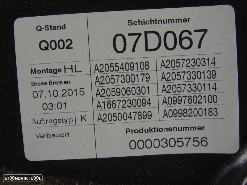 Elevador De Vidro Trás Esquerdo Mercedes-Benz C-Class (W205)  C0875510 - 8