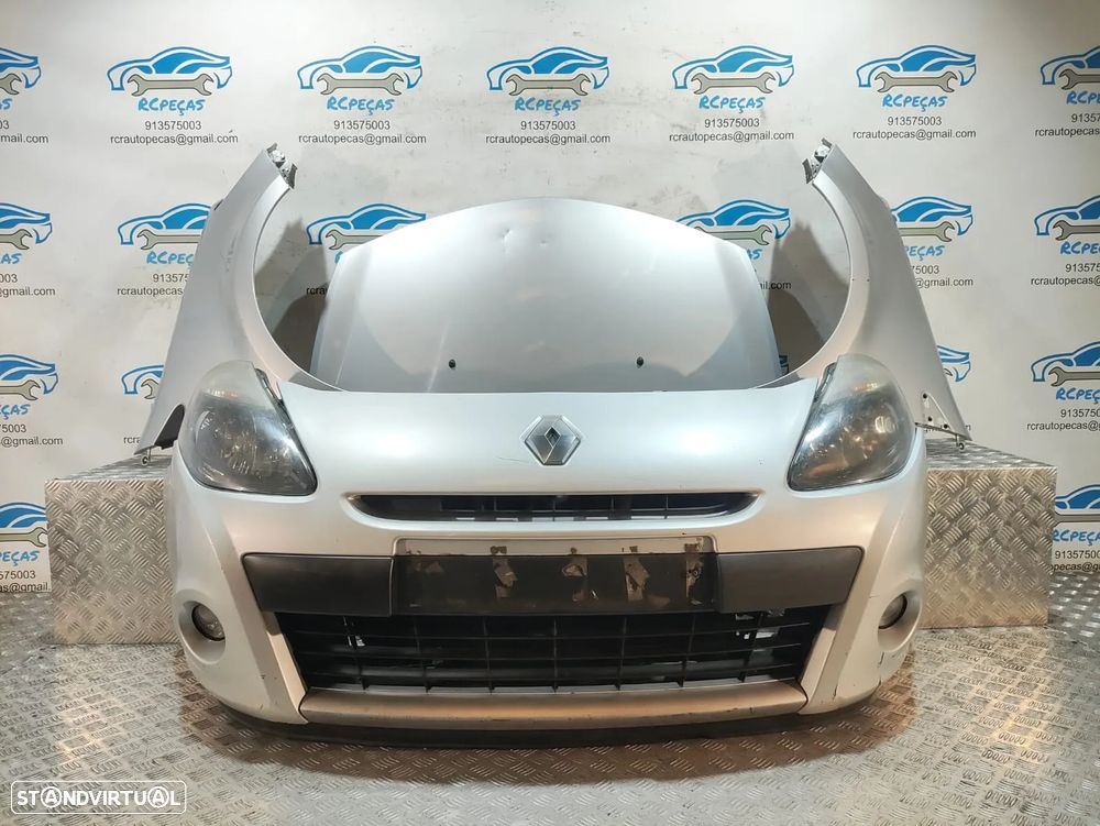 Frente Completa Renault Clio 3 Cinza - Mk3 Fase 2 - Parachoques | Farol | Simbolo | Guarda Lamas | Capo | Capot | Parachoque | Frontal | Guarda Lama | Farol | Radiador | Ventilador | Fibra - 1