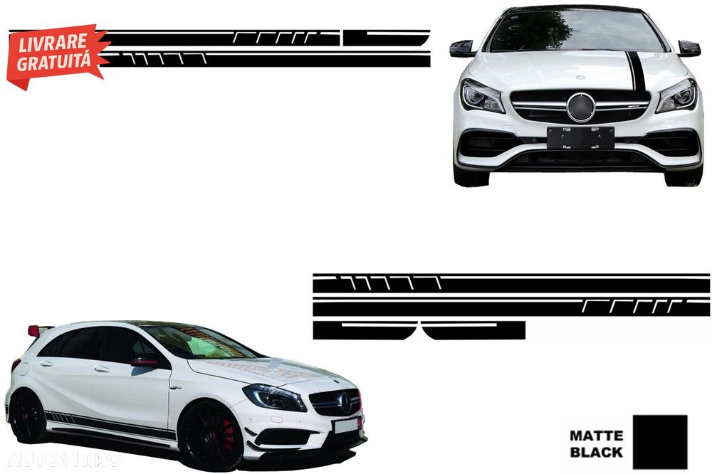 Set Stickere pentru Capota Plafon Portbagaj si Laterale Negru Mat Mercedes CLA W11- livrare gratuita - 1