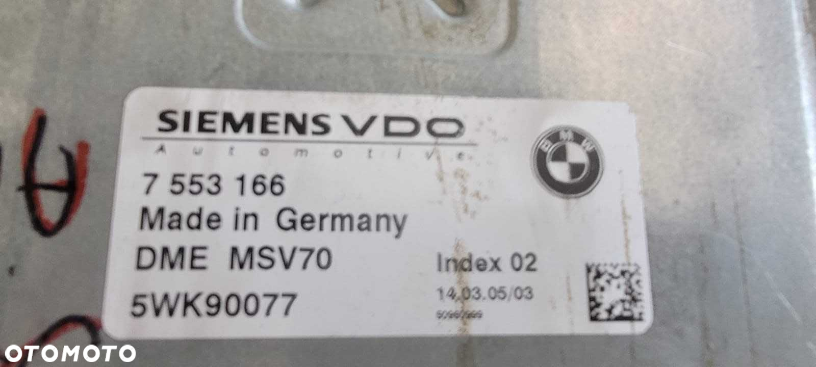Komputer sterownik silnika DME MSV70 BMW N52 3.0i automat - 2