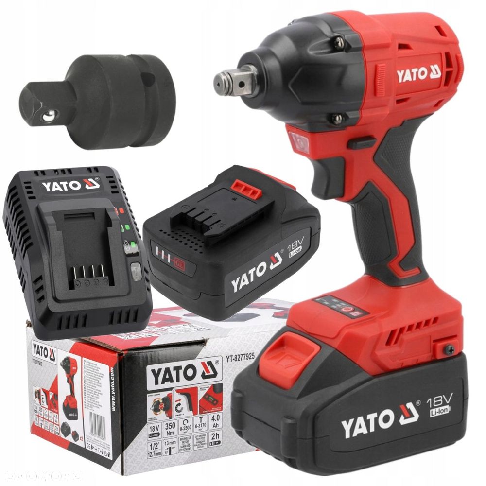 YATO KLUCZ UDAROWY AKUMULATOROWY BEZSZCZOTKOWY 18V 350NM  2x4Ah NASADKA - 1
