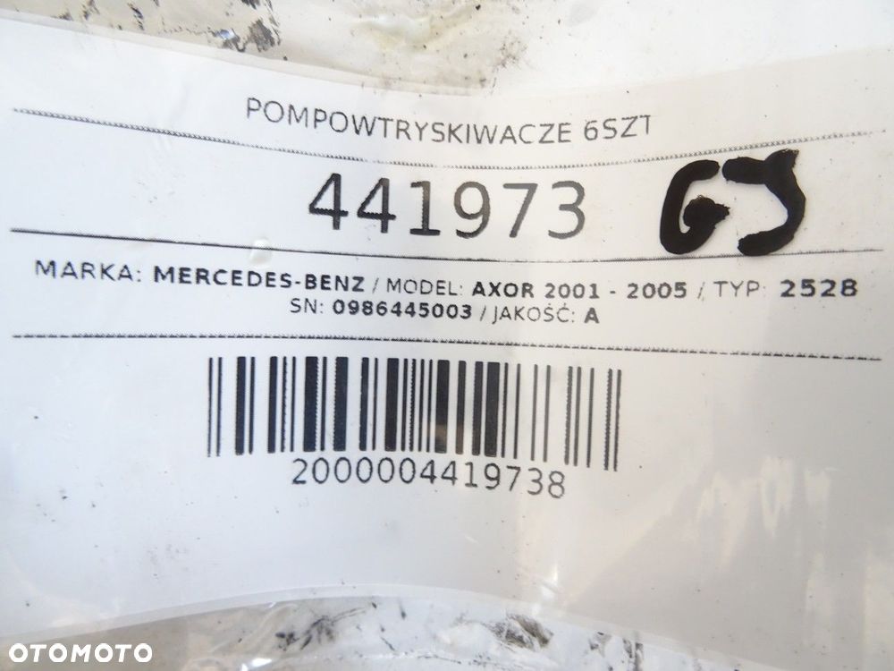 POMPOWTRYSKIWACZE 6szt - 2268.00 PLN - MERCEDES-BENZ AXOR 2001 - 2005 2528 0986445003 - 15