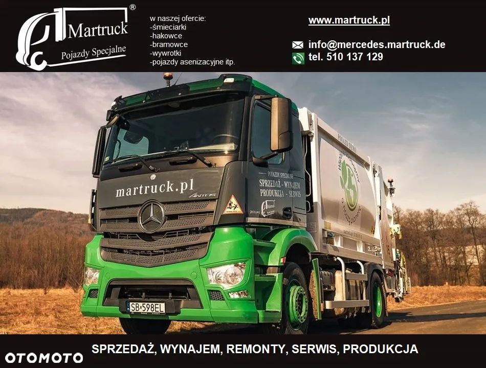 Mercedes-Benz Antos 4x2  śmieciarka DEMO 1 komorowa 16 m3, NOWA ZABUDOWA 2022,  serwis, gwarancja, sprzedaż/wynajem - 3