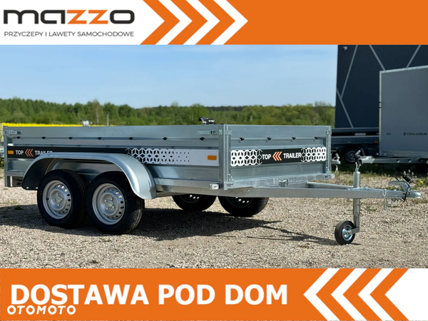 MAZZO Dostawa przyczepa SPAWANA 2-osiowa 251x135x45cm DMC750kg WYSOKA BURTA