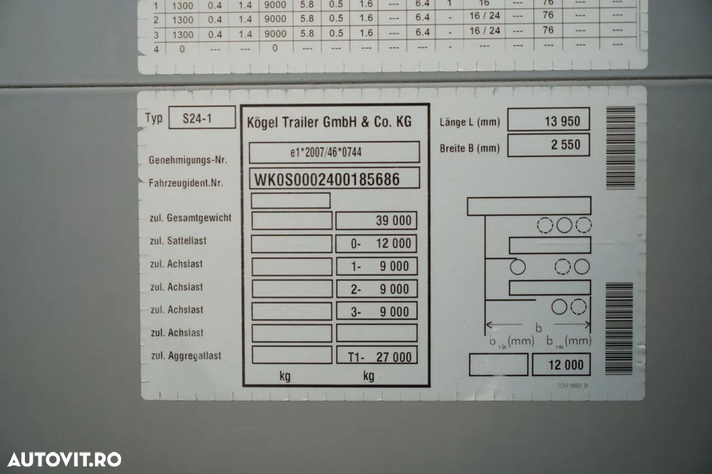 Kögel CORTINĂ / STANDARD / PUNTE RIDICATĂ - 29