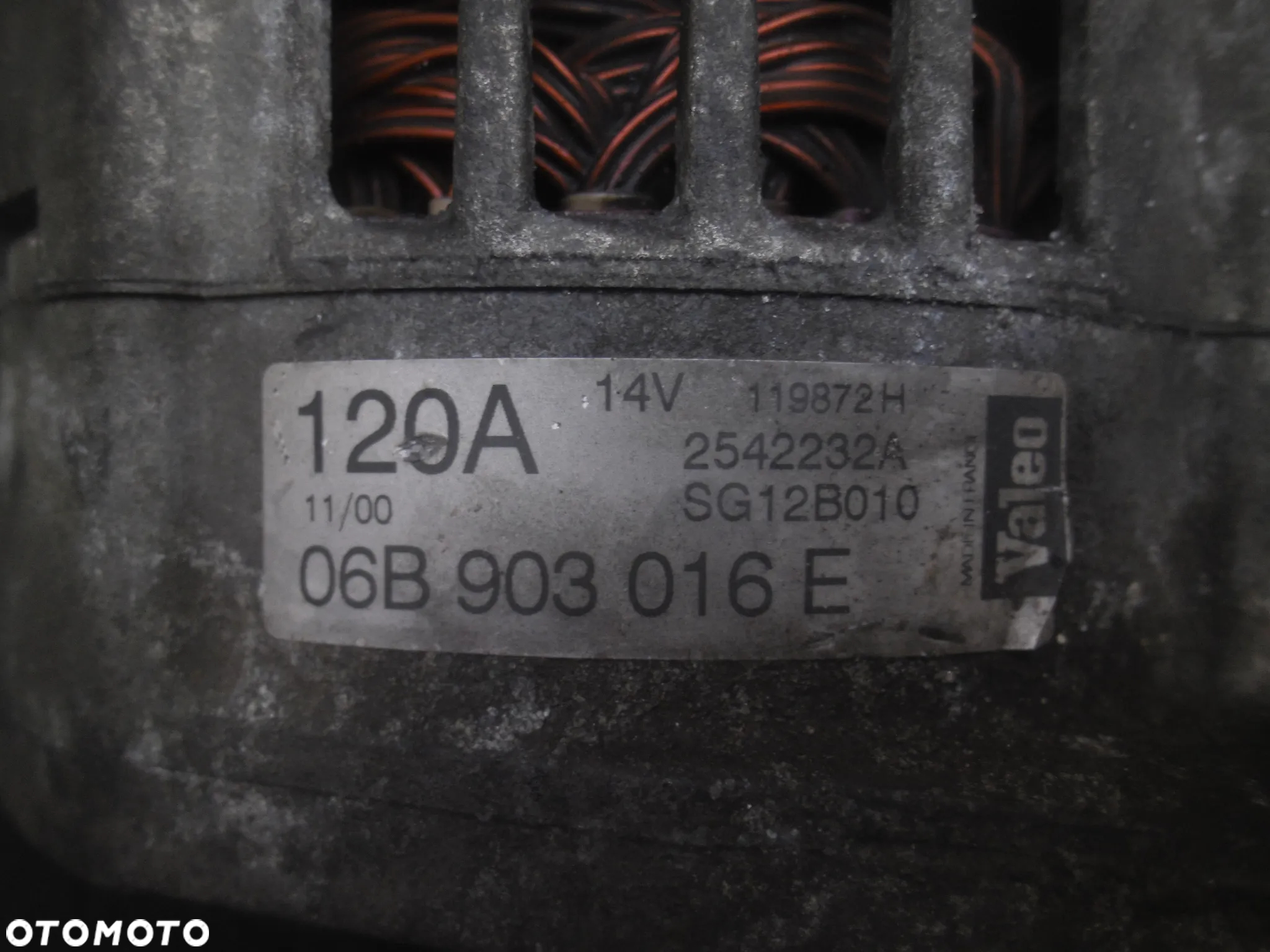 AUDI A4 B5 1.6 ALTERNATOR 06B903016E 2542232A 14V 120A VALEO ORYGINAŁ - 5