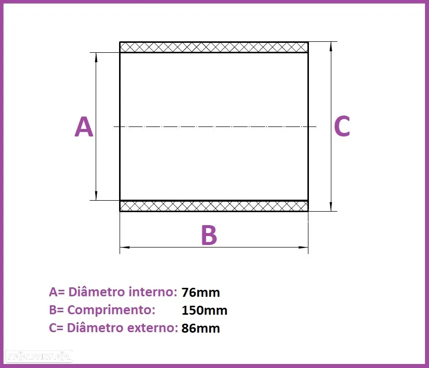 Tubos Silicone Intercooler Admissão - Retos Varias Medidas 25 a 95mm (C150mm) - 12