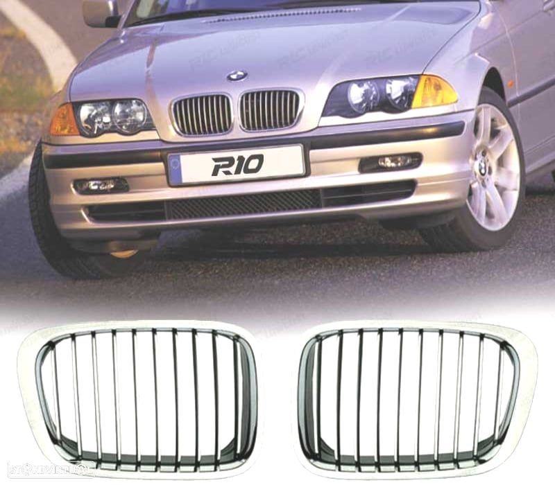 GRELHAS FRONTAIS CROMADAS BMW E46 BERLINA 98-01 - 1