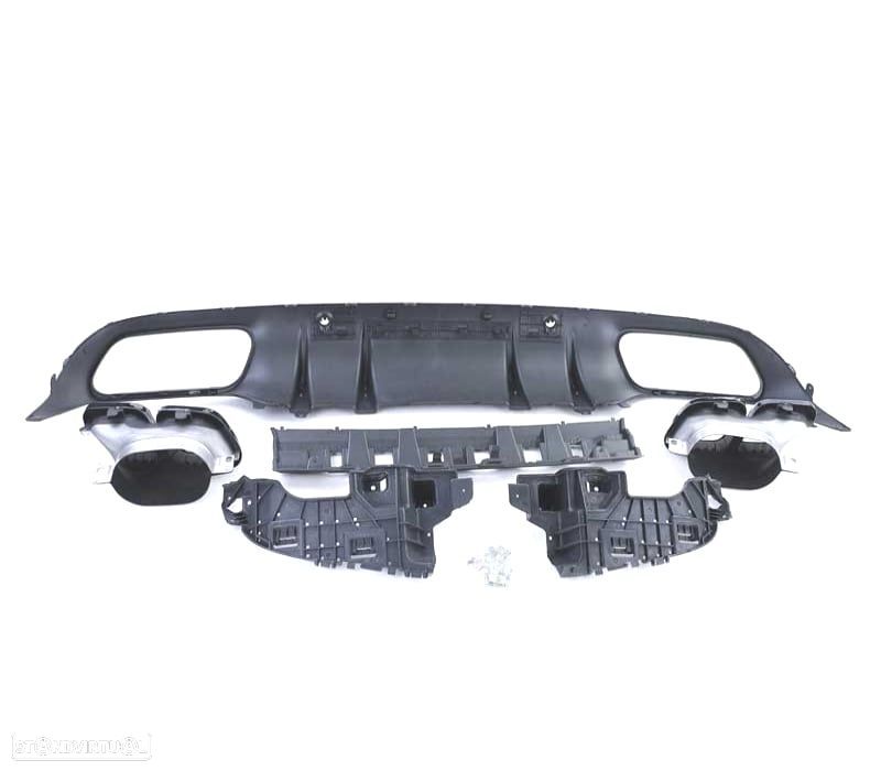 DIFUSOR MERCEDES CLASE C C205 COUPÉ 15-18 LOOK AMG C63 PRETO BRILHANTE + PONTAS DE ESCAPE PRETAS - 2