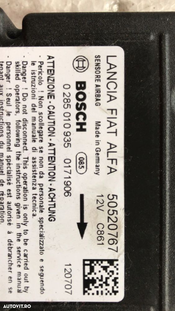 Calculator airbag Alfa Romeo Giulietta cod 50520767 , 0285010935 , 0 285 010 935 - 2