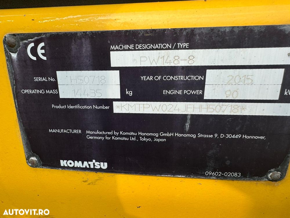 Komatsu PW 148 Excavator pe roți - 7
