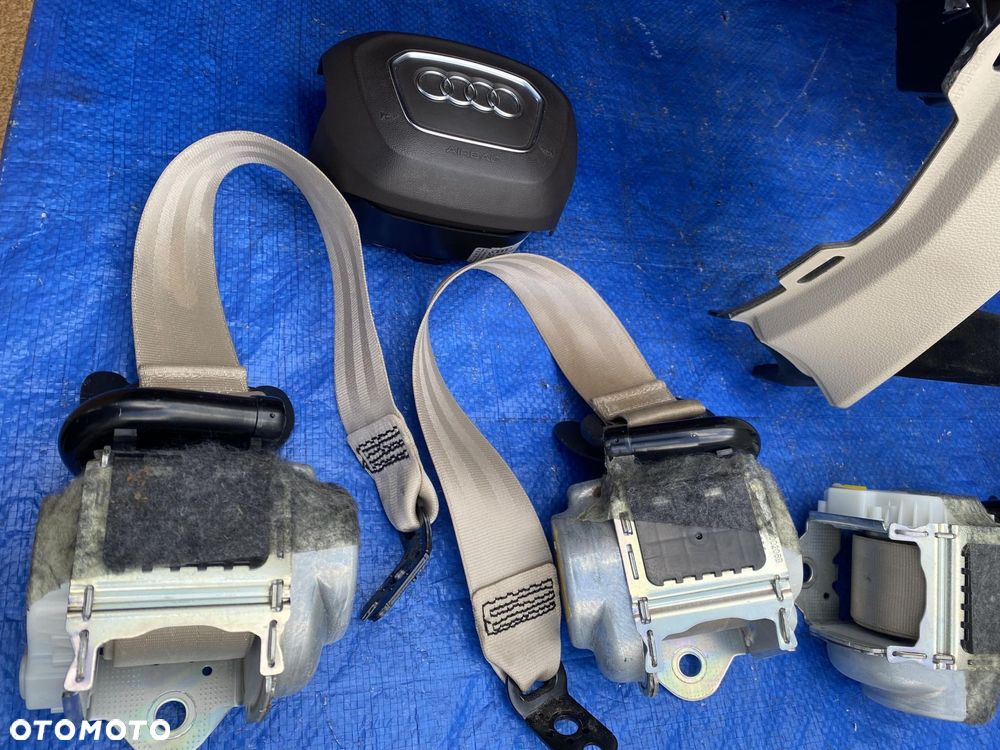 AUDI Q7 4M 7os. BRĄZOWA KONSOLA AIRBAG KIEROWCY PASAŻERA PASY BEŻOWE - 15