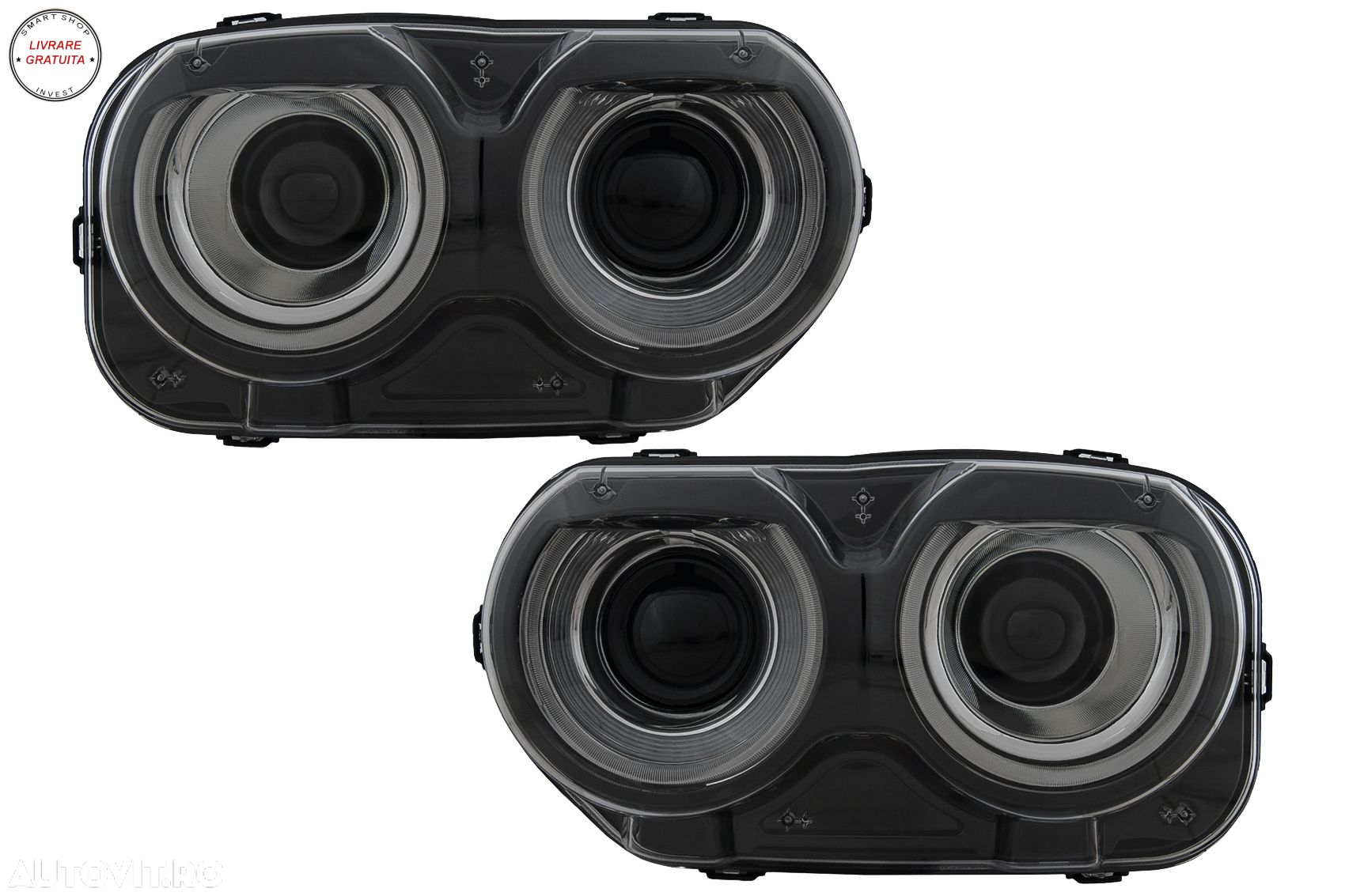 Faruri LED Dodge Challenger (2015-2024) Negru cu Lumini RGB- livrare gratuita - 2