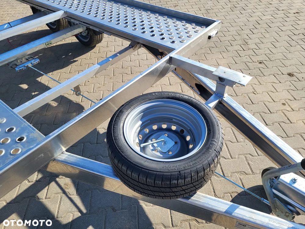 MAZZO Laweta 450x205cm DMC 2700kg raz łamana, MASA WŁASNA TYLKO 420kg, aluminiowa z najazdami i kołem zapasowym - 10