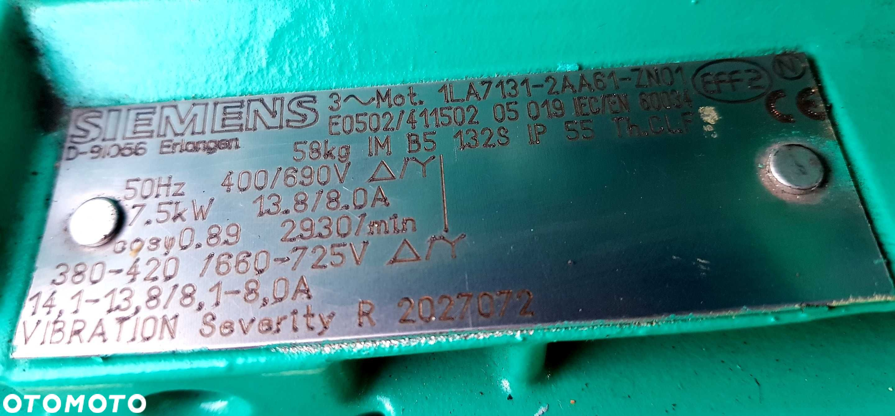 SIEMENS Trójfazowy Silnik Indukcyjny 1LA7163-2AA61-ZN01 Oryginał - 2