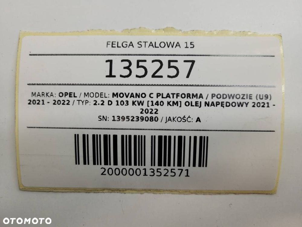FELGA STALOWA 15 MOVANO C DUCATO JUMPER BOXER 6JX15 ET 68 5X118 1395239080 - 9