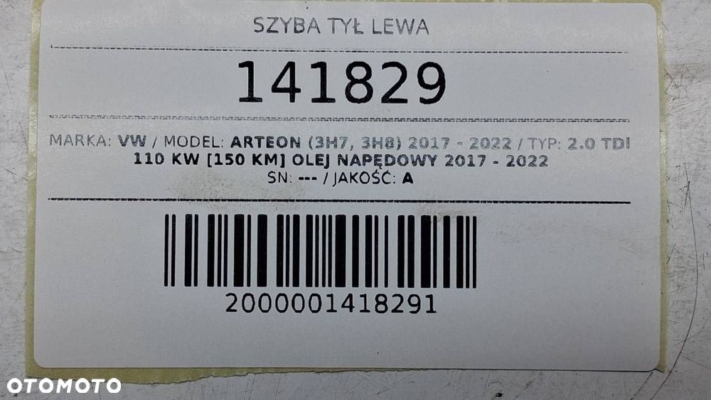 SZYBA TYŁ LEWA TYLNA VW ARTEON 2017 DYMIONA PRZYCIEMNIANA - 3