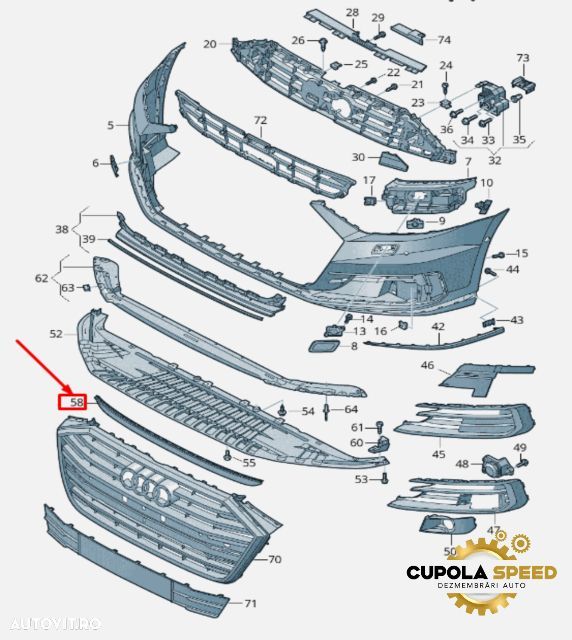 Spoiler inferior bara fata 4N0807110 9B9 Original-Produs NOU Audi A8 - 2