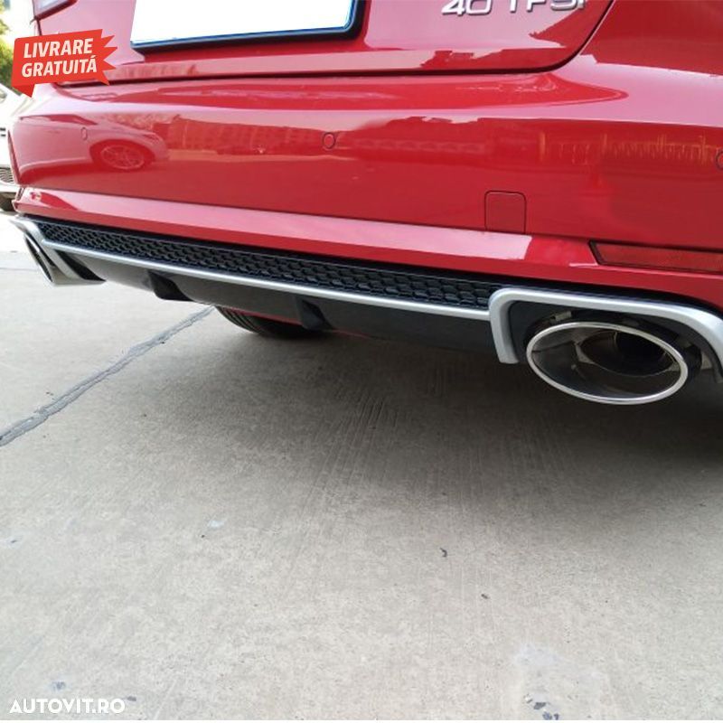 Difuzor Bara Spate si Ornamente Evacuare Audi A4 B9 8W (2016-2018) Sedan Avant RS4- livrare gratuita - 8