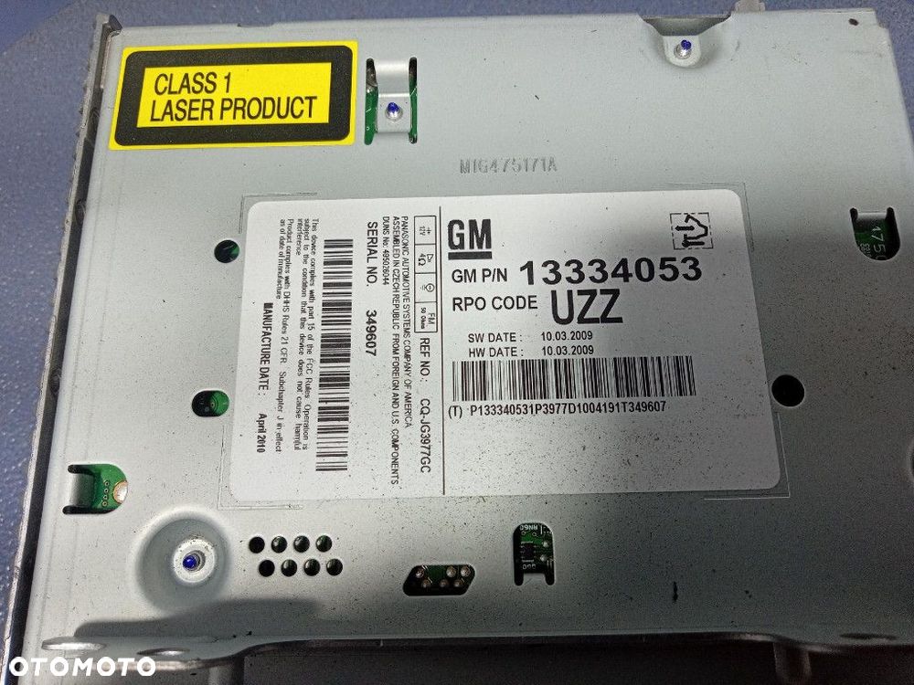 OPEL ASTRA J IV ZESTAW RADIO, WYŚWIETLACZ MAŁY, PANEL 13334053 - 5