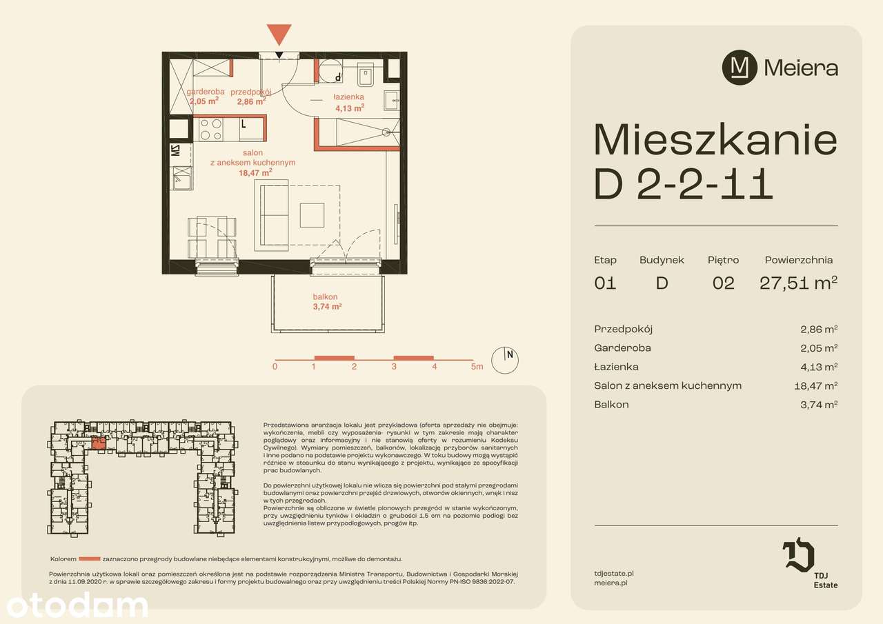 1-pokojowe mieszkanie 27m2 + balkon Bezpośrednio - Pełny obrazek: 2/13