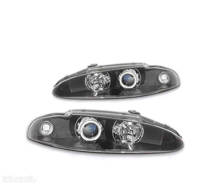 FAROIS FRONTAIS MITSUBISHI ECLIPSE 95-96 OLHOS DE ANGEL FUNDO PRETO - 1