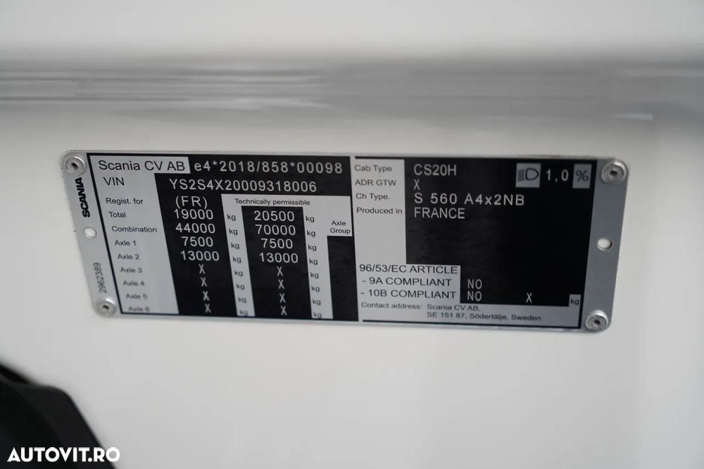Scania S 560 / RETARDER / I-PARK COOL / COMPLET AIRMAIC / 100% ANVELOPE / JANTE DIN ALIAJ / 2023 - 36