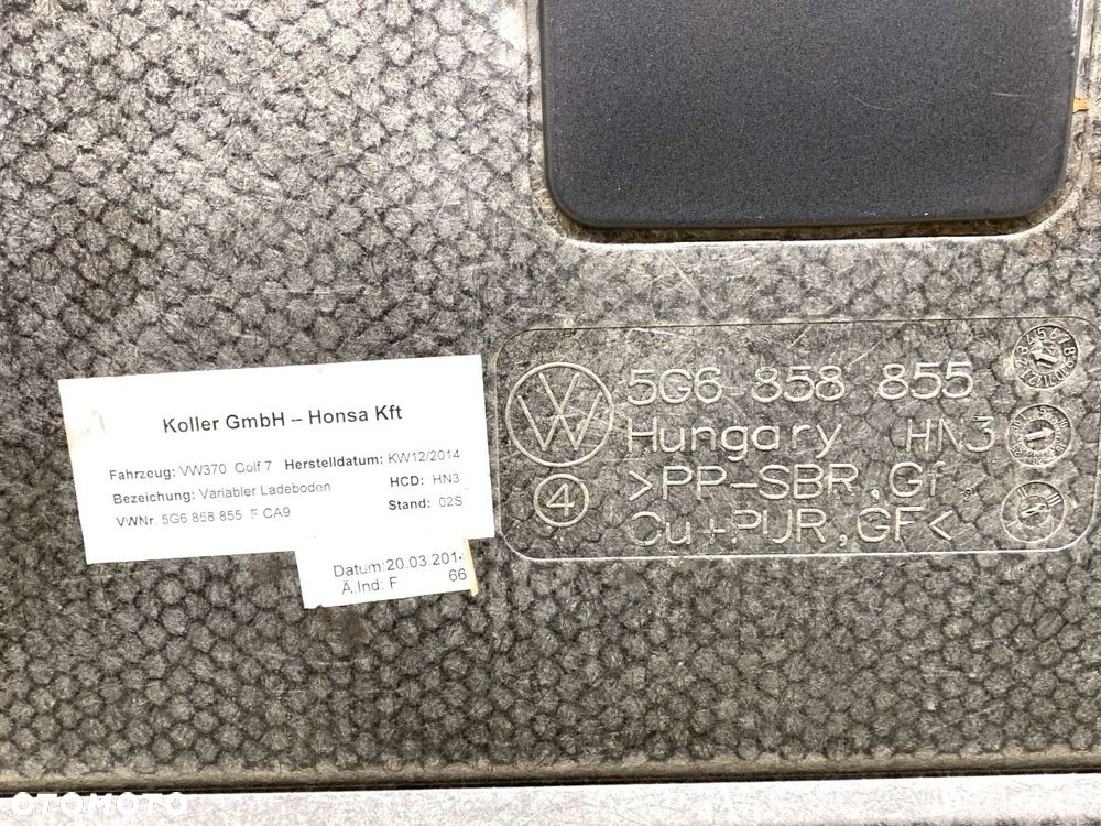 WYKŁADZINA BAGAŻNIKA - 145.00 PLN - VW GOLF VII (5G1, BQ1, BE1, BE2) 2012 - 2022 2.0 GTD 135 kW - 3