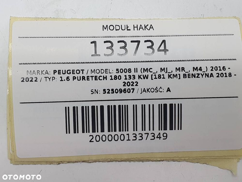 MODUŁ HAKA PEUGEOT 5008 II 52509607 ORYGINAŁ - 4