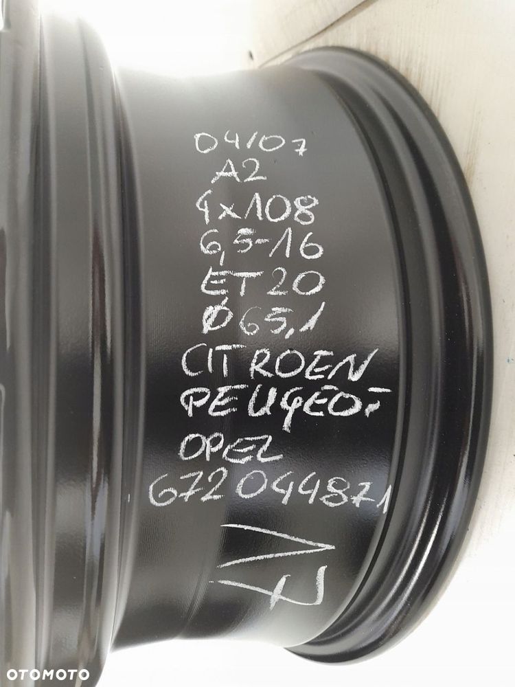 Felgi aluminiowe Opel OE Citroen Peugeot 672044871 6.5" x 16" 4x108 ET20 - 6