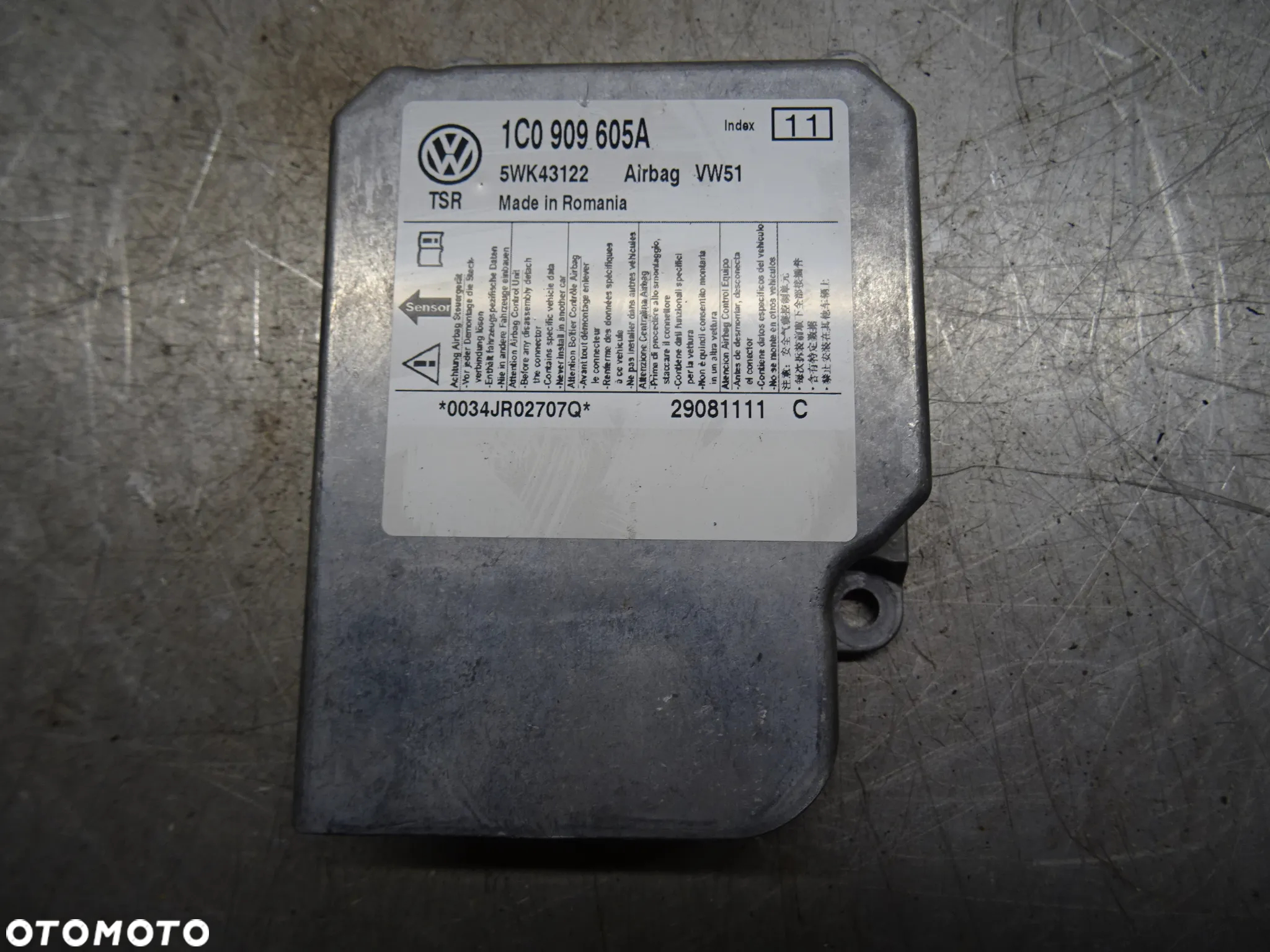 VW TRANSPORTER T5 1.9 TDI MODUŁ STEROWNIK  AIRBAG 1C0909605A - 3