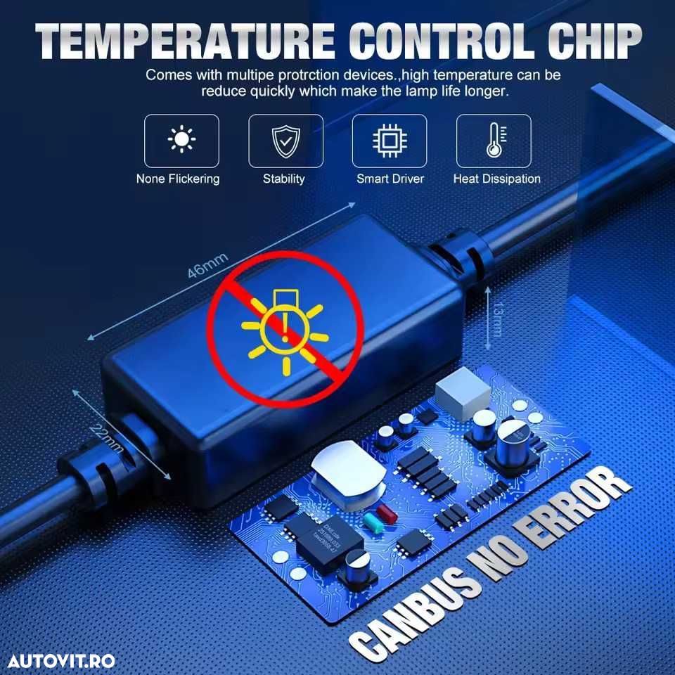 Set 2 Becuri LED Led-uri AUTO Moto H7 Canbus 120W/set 6000K ALB - 4