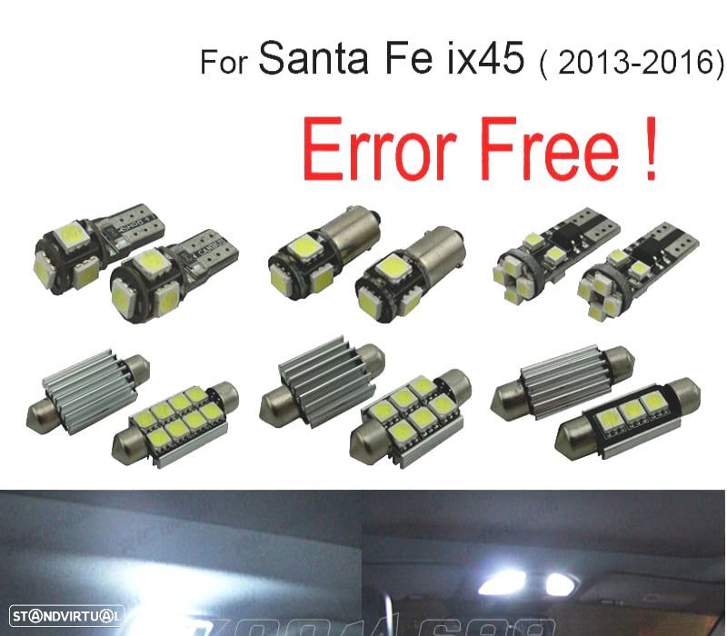 KIT COMPLETO 11 LAMPADAS LED INTERIOR PARA HYUNDAI SANTAFE SANTA FE IX45 13-16 - 1